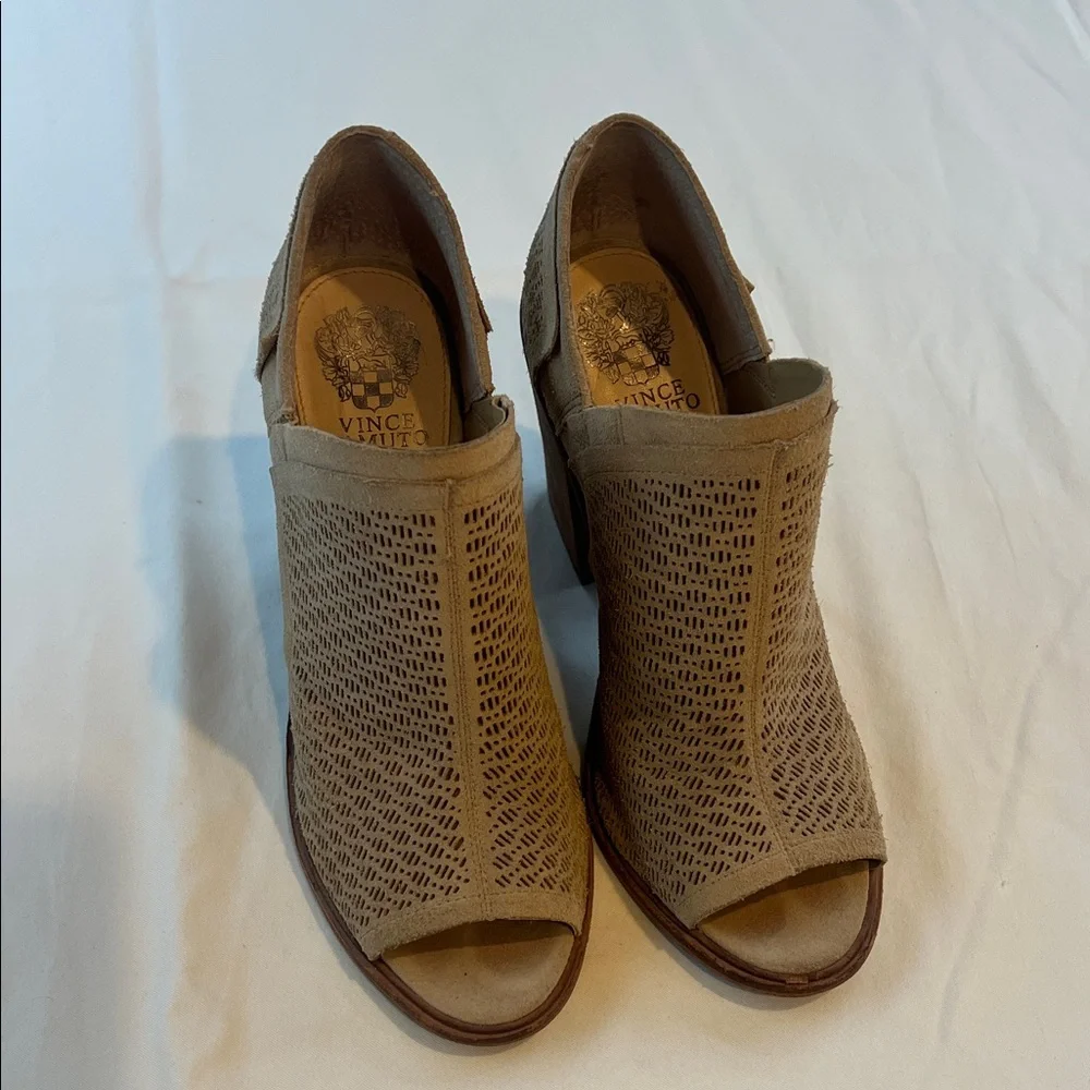 Vince Camuto Tan Peep-Toe Heeled Boots - Picture 8 of 9